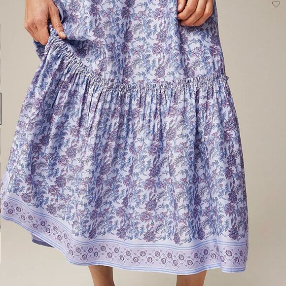 J. Crew NWT Tiered dress in dusty periwinkle block print Size Medium - Picture 9 of 10